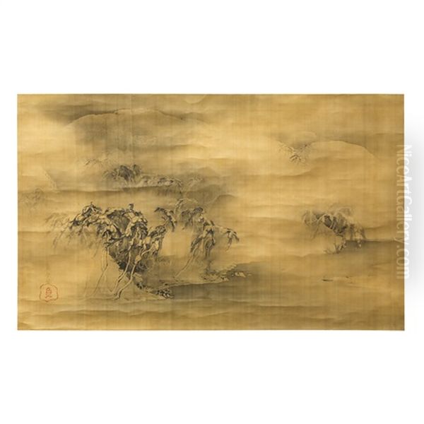 Snowy Mountain Under The Moon Oil Painting by Nagasawa Rosetsu