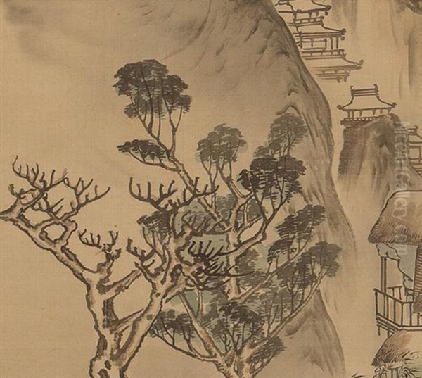 Woodcutter And Fisherman Oil Painting by Nagasawa Rosetsu