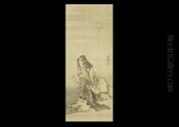 Kikujido Oil Painting by Nagasawa Rosetsu