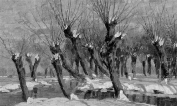 Bachlandschaft Mit Kopfweiden Im Winter Oil Painting by Wilhelm Nagel