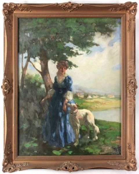 Dama Se Psem Oil Painting by Vilmos Nagy