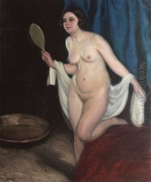 Coquetry Oil Painting by Vilmos Nagy