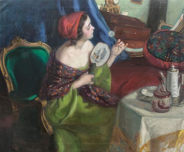 Coquetry Oil Painting by Vilmos Nagy