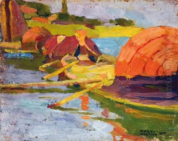 Arcs In The Harbour Oil Painting by Vilmos Nagy