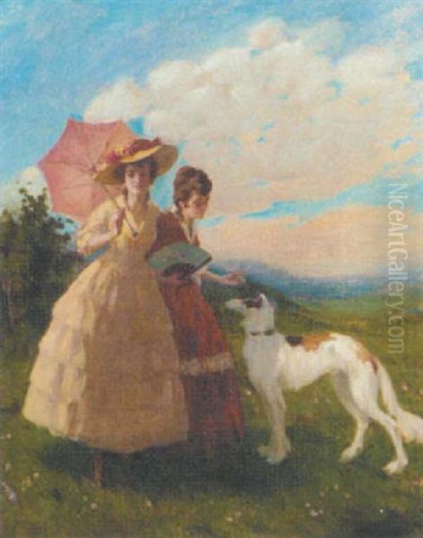 A Summer's Day Stroll Oil Painting by Vilmos Nagy