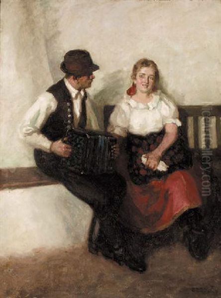 A Tune For A Loved One Oil Painting by Vilmos Nagy