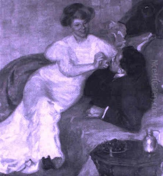 Z,rtliche Spiele Oil Painting by Vilmos Nagy