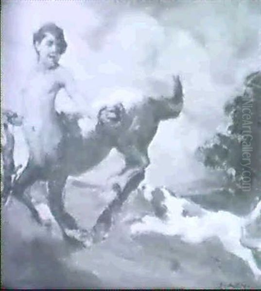 Satyr Mit Hund Oil Painting by Vilmos Nagy