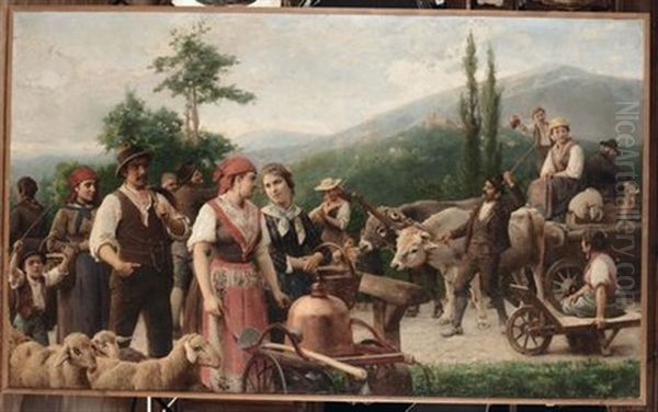 Ritorno Alla Campagna Oil Painting by Napoleone Nani