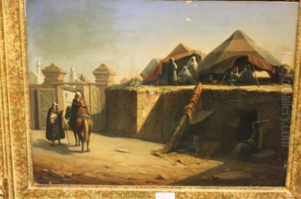 L'arrivee A La Medina Oil Painting by Charles Gaugiran Nanteuil