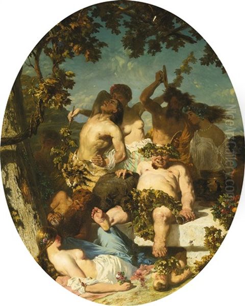 In The Vineyard Oil Painting by Celestin Francois Nanteuil