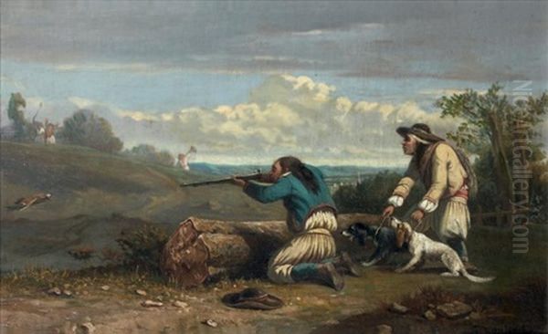 Scene De Chasse Au Renard En Bretagne Oil Painting by Celestin Francois Nanteuil