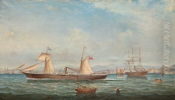 Dampskipene Scandinavia Og Europa Oil Painting by George Alexander Napier