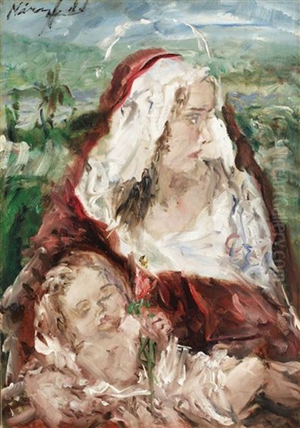 Madona Oil Painting by Aurel Naray