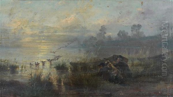 La Chasse Aux Canards Oil Painting by Ernest Narjot