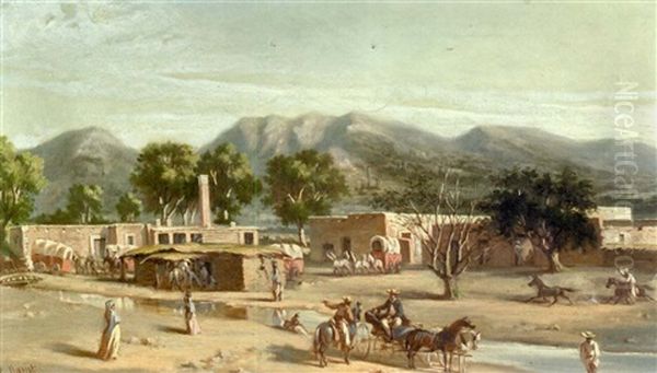 Daily Life In Old Sonora Oil Painting by Ernest Narjot