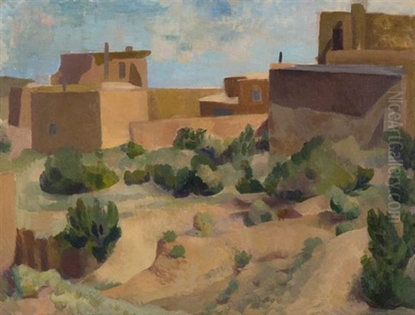 Adobe House Oil Painting by Willard Nash