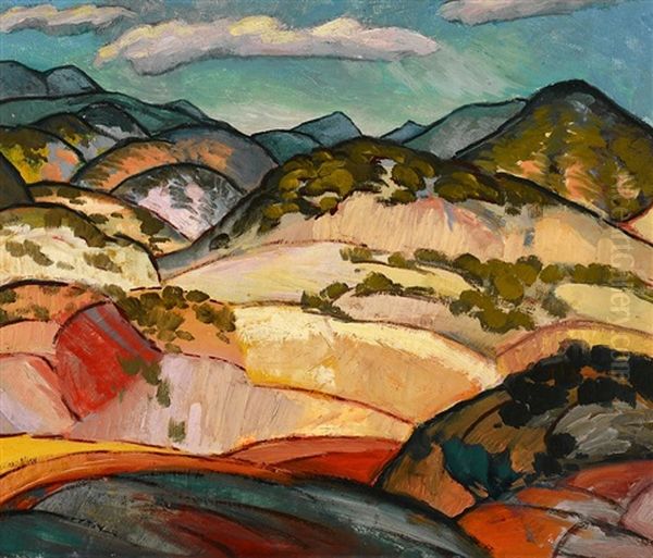 Santa Fe Landscape Oil Painting by Willard Nash