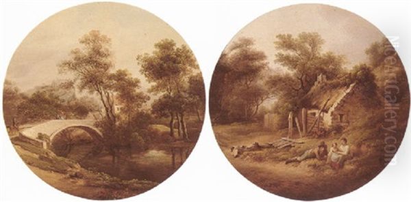 A Bridge With Edinburgh Castle In The Distance Oil Painting by Alexander Nasmyth