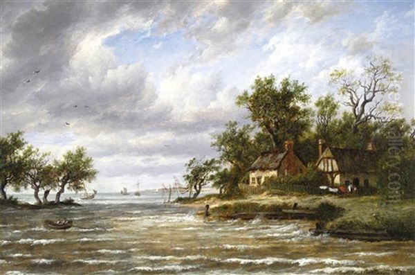 Cottages By The Sea Oil Painting by Patrick Nasmyth