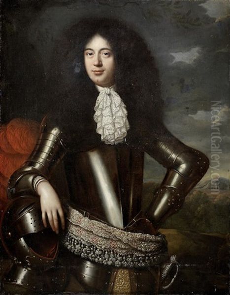 Portrait Of A Gentleman In Armour, Three-quarter-length, With A Landscape Beyond Oil Painting by Pieter Nason