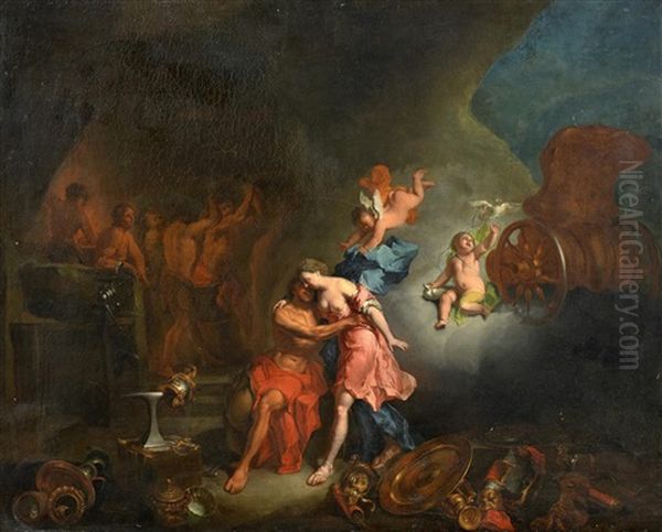 Venus Und Mars In Der Schmiede Des Vulkan Oil Painting by Charles Joseph Natoire