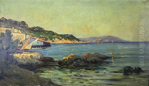Bateau En Bord De Mer,1900 Oil Painting by Louis Nattero