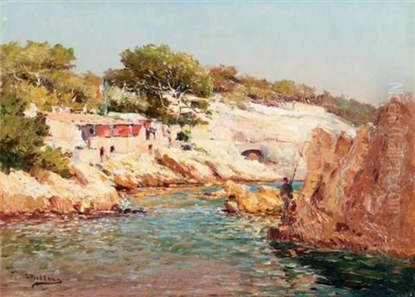 Cabanon De Pecheur A Marseille Oil Painting by Louis Nattero