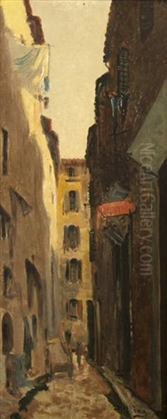 Street Scene Oil Painting by Louis Nattero