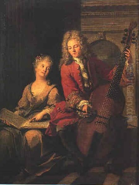 La Lecon De Musique Oil Painting by Jean Marc Nattier