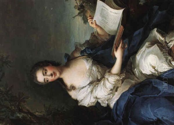 Portrait Of The Princess De Rohan Reading The 'histoire Universelle' Oil Painting by Jean Marc Nattier