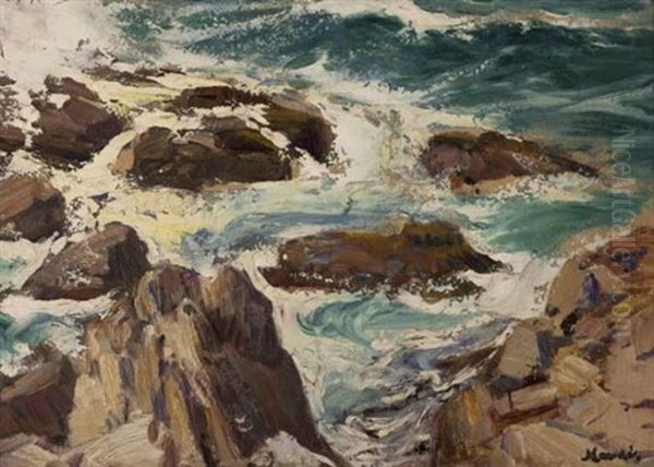 Rocks At Onrus Oil Painting by Pieter Hugo Naude