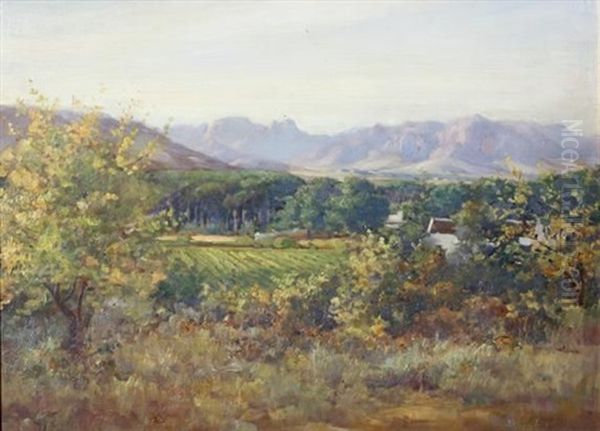 A Wine Farm, Paarl Oil Painting by Pieter Hugo Naude