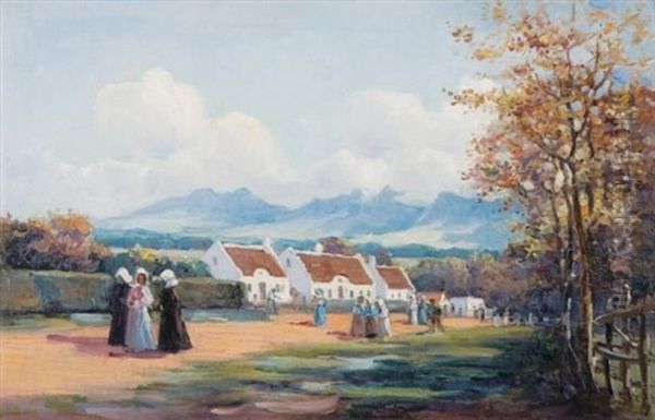 The Village Street Oil Painting by Pieter Hugo Naude