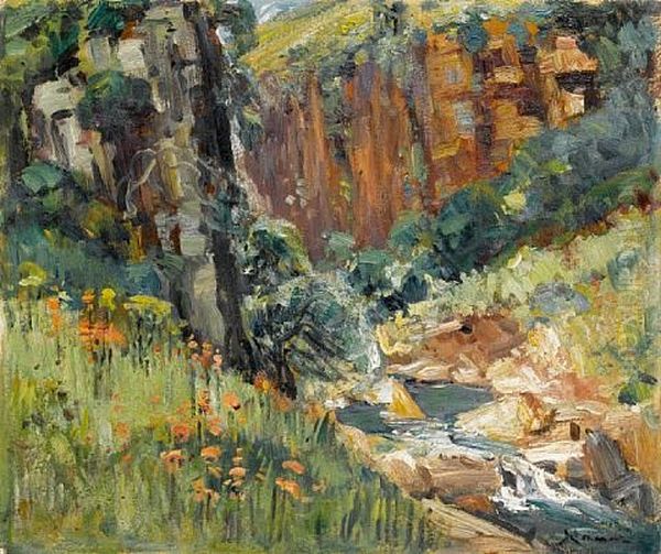 Howick Falls, Natal Oil Painting by Pieter Hugo Naude