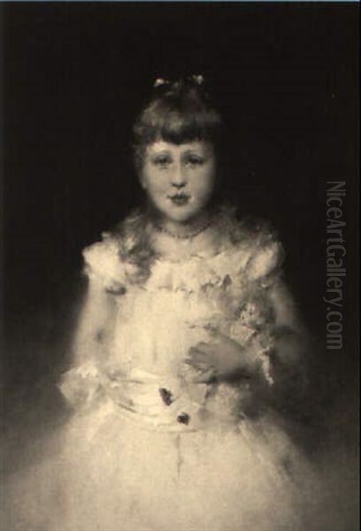 A Portrait Of A Young Girl With Her Doll Oil Painting by Paul Nauen