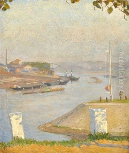 Ubigau An Der Elbe Oil Painting by Karl Naumann