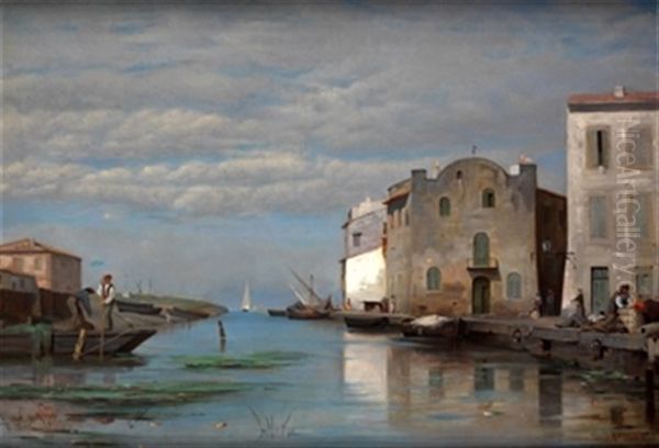 Canal De Venecia Oil Painting by Ricardo Maria Navarrete y Fos