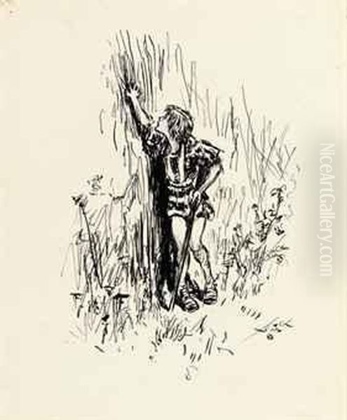 The Young Knight Alone In The Wilderness Oil Painting by Reginald Bathurst Birch