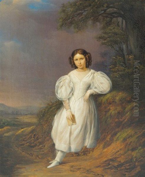 Portrait Of A Young Girl With Ringlets In Her Hair Oil Painting by Francois-Joseph Navez