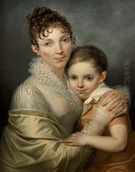 Portrait De Femme Et De Son Fils Oil Painting by Francois-Joseph Navez