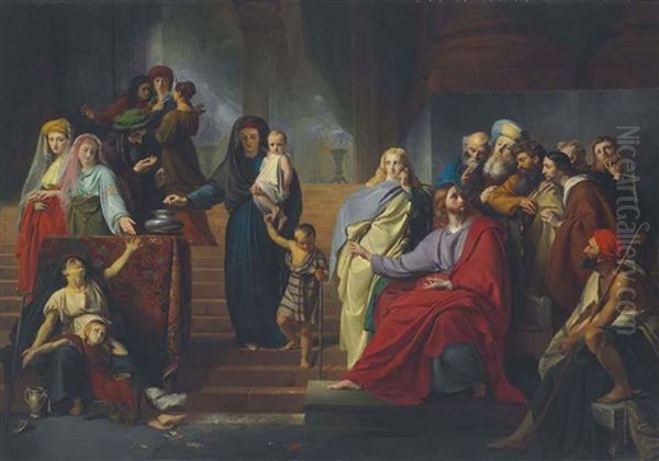Christ Giving To The Poor Oil Painting by Francois-Joseph Navez