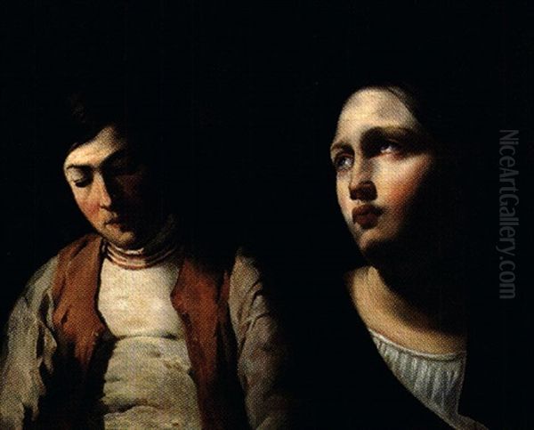 Etude Des Deux Figures Oil Painting by Francois-Joseph Navez