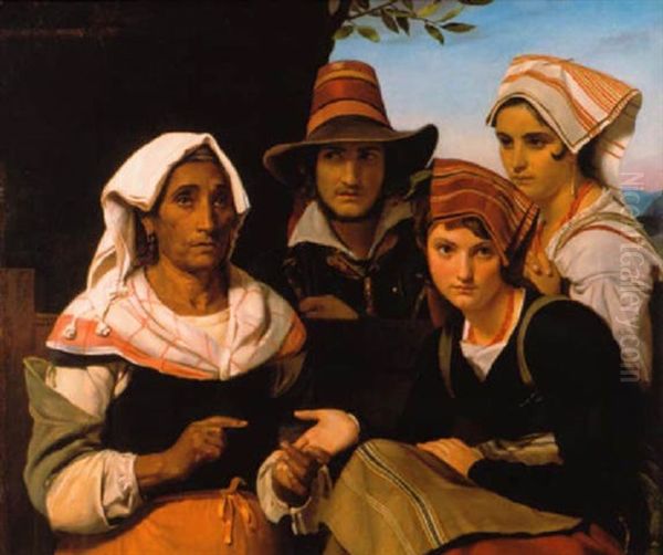 Scene De Brigands Avec La Diseuse De Bonne Aventure Oil Painting by Francois-Joseph Navez