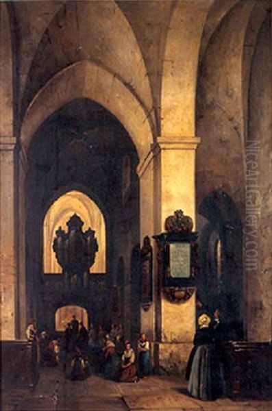 Scene D'interieur D'eglise Oil Painting by Francois-Joseph Navez