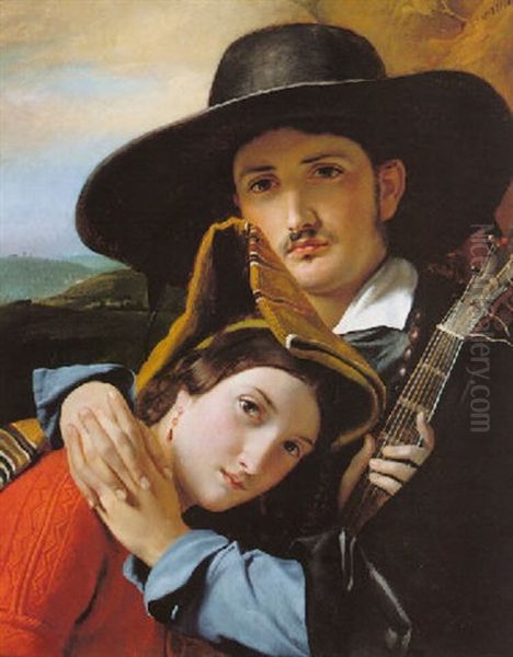 Musicians Oil Painting by Francois-Joseph Navez