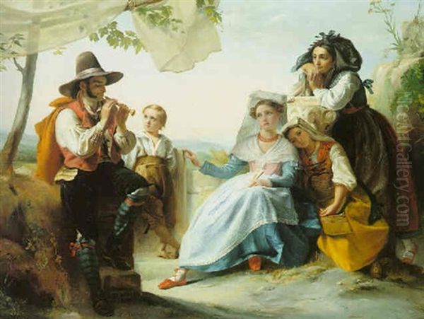 The Flute Player Oil Painting by Francois-Joseph Navez