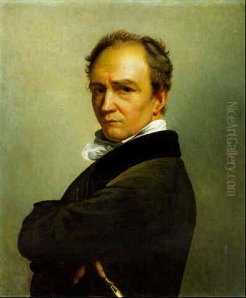 Portrait Of The Artist Holding A Stylus Oil Painting by Francois-Joseph Navez