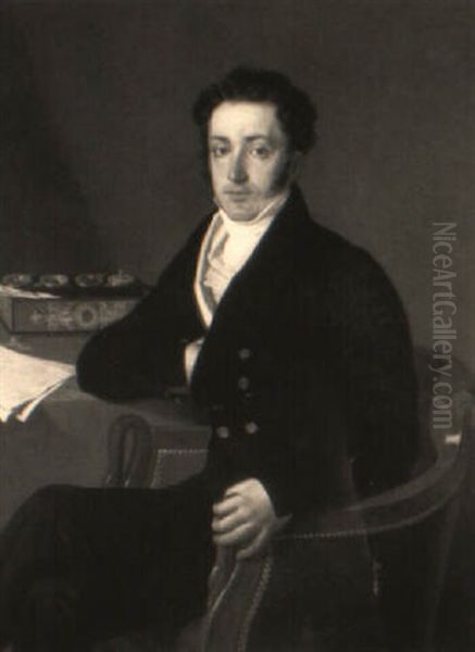 Portrait Of A Gentleman, Seated Three-quarter Length In A Chair Oil Painting by Francois-Joseph Navez