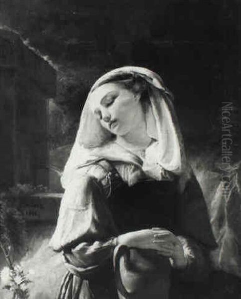 A Girl With A Jug Oil Painting by Francois-Joseph Navez